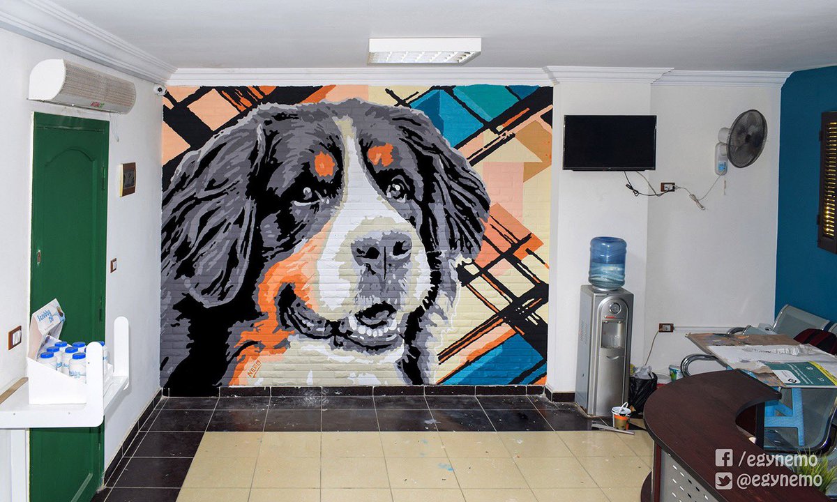 egynemo's tweet photo. our recent customized mural for ( Animal House ) veterinary hospital.. inspired from real photo of a Brens mountain dog
#graffiti #art #wall #mural #egynemo #streetart #decoration #nemo #drawing #painting #decor #dog #animal #veterinary https://t.co/KgYU17ESmP