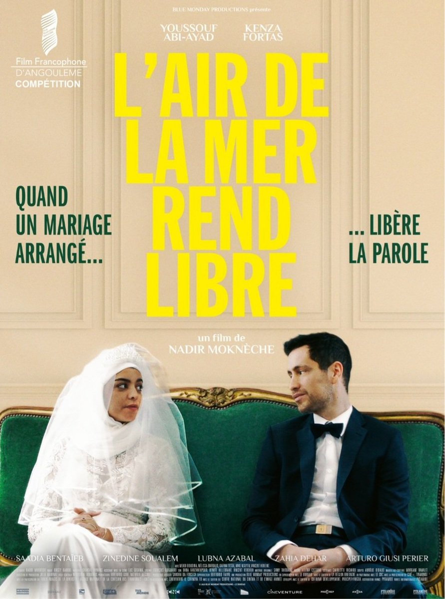 Affiche pour #LAirDeLaMerRendLibre, nouveau long-métrage  de Nadir Moknèche (Viva Laldjérie, Goodbye Morocco, Lola Pater) avec Youssouf Abi-Ayad, Kenza Fortas, Saadia Bentaïeb et Zinedine Soualem, en salles dès le 4 octobre prochain.