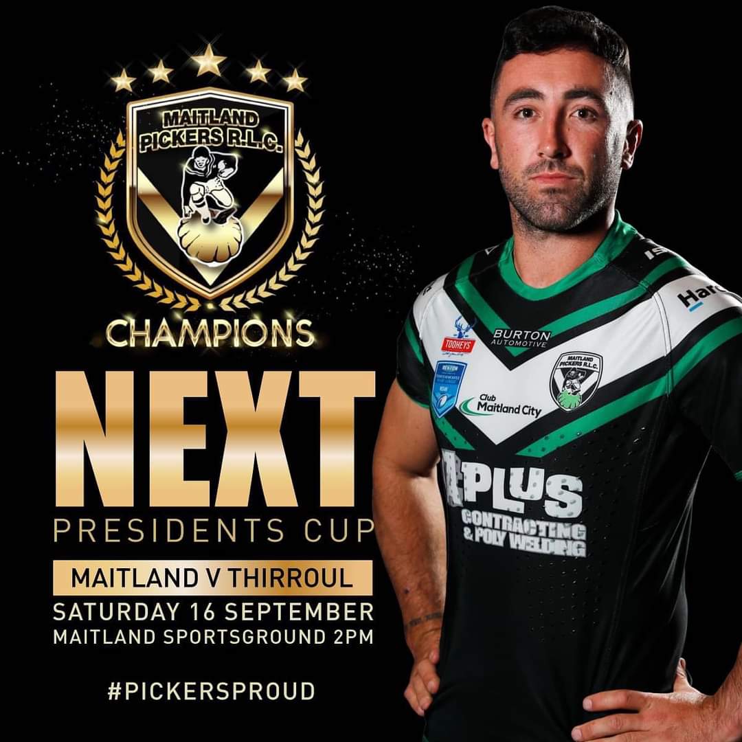 Newcastle Rugby League (@newcastle_rl) on Twitter photo Next stop for the <a href="/PickersMaitland/">Maitland Pickers RLC</a> is round 1 of the <a href="/NSWRL/">NSW Rugby League</a> Presidents Cup. They take on the Thirroul Butchers. Kick off is 2pm on Saturday 16th September at Maitland Sportsground Next stop for the <a href="/PickersMaitland/">Maitland Pickers RLC</a> is round 1 of the <a href="/NSWRL/">NSW Rugby League</a> Presidents Cup. They take on the Thirroul Butchers. Kick off is 2pm on Saturday 16th September at Maitland Sportsground