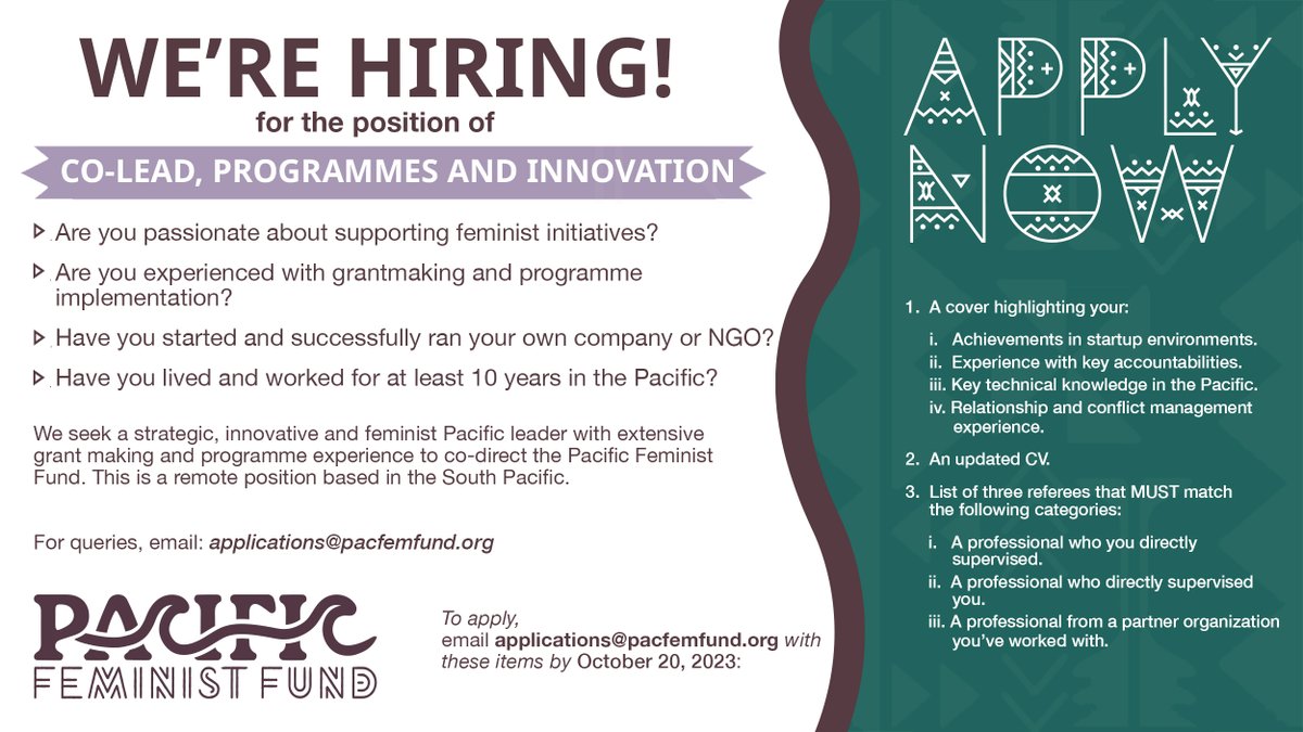 💼 Ready to create innovative grant making in the Pacific? 🌟 Our Co-Lead role offers the perfect platform for you to shine! Don't miss this incredible opportunity – apply now! shorturl.at/puIR4
#PacificCareer #InnovationLeaders
