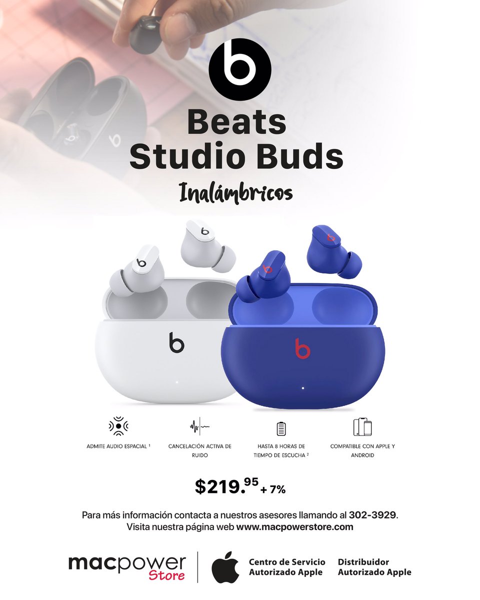 macpowerpma's tweet photo. Los Beats Studio Buds están creados con un ajuste personalizado que te llevarán a una experiencia auditiva inmersiva.

Ven a MacPowerStore por el tuyo.
¡Siente La Experiencia!

Contáctanos llamando al 302-3929 o escríbenos a nuestra línea de WhatsApp 6450-6049. https://t.co/3dnf1OzeR5