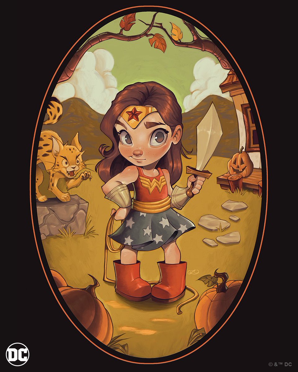 Wonder Woman is wondering whether she can carve pumpkins with her sword…thoughts? DC’s wickedly cute Trick-or-Treat cover series by @Chrissie_Zullo debuts this October!