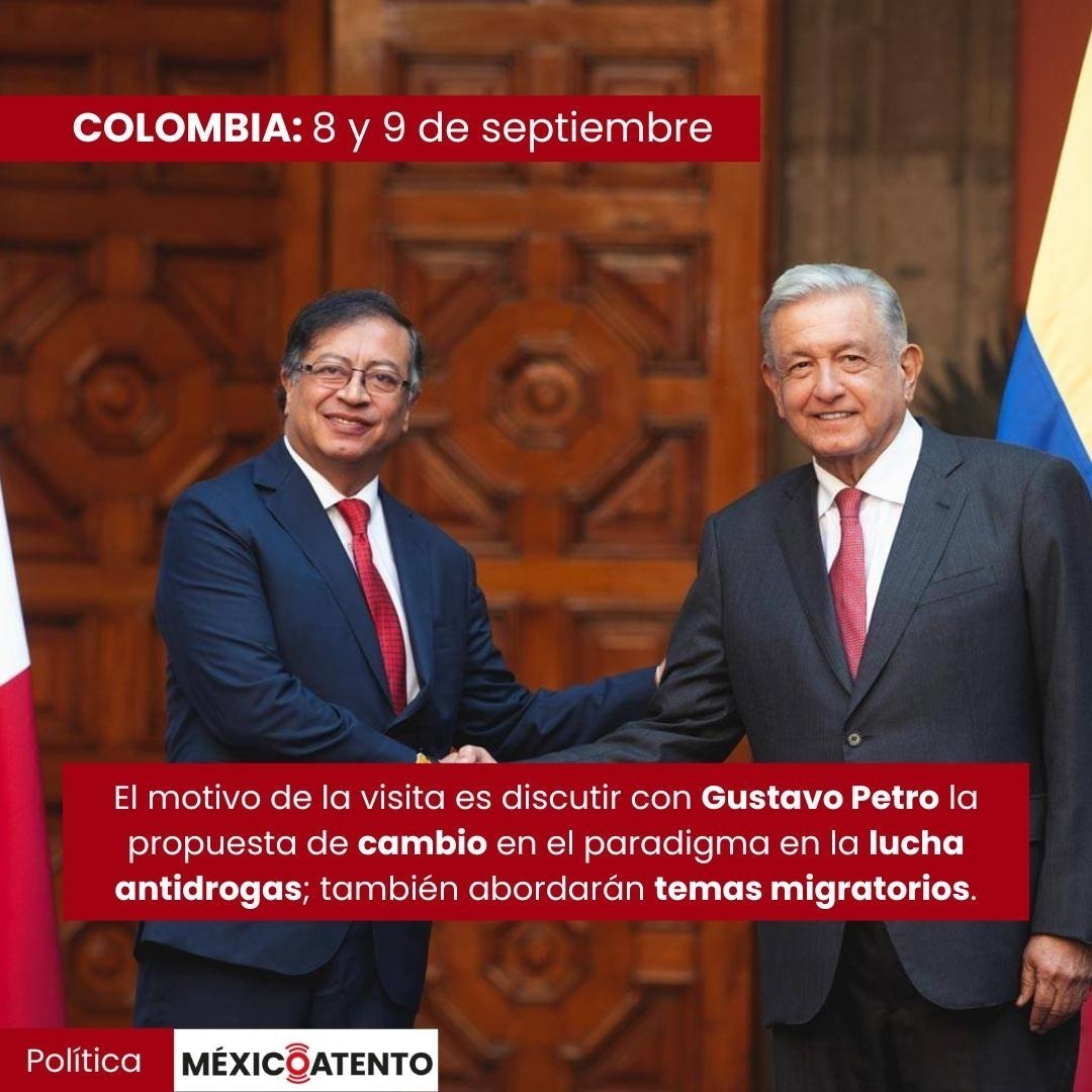 MexicoAtentomx's tweet photo. El próximo jueves el presidente iniciará una visita de trabajo a #Colombia y #Chile, serán varios los eventos que tendrá en #Sudamérica.

#MexicoAtento #MexicoAtentoMx #Noticias #Colombia #Chile #AMLO https://t.co/BXEH5SNW88