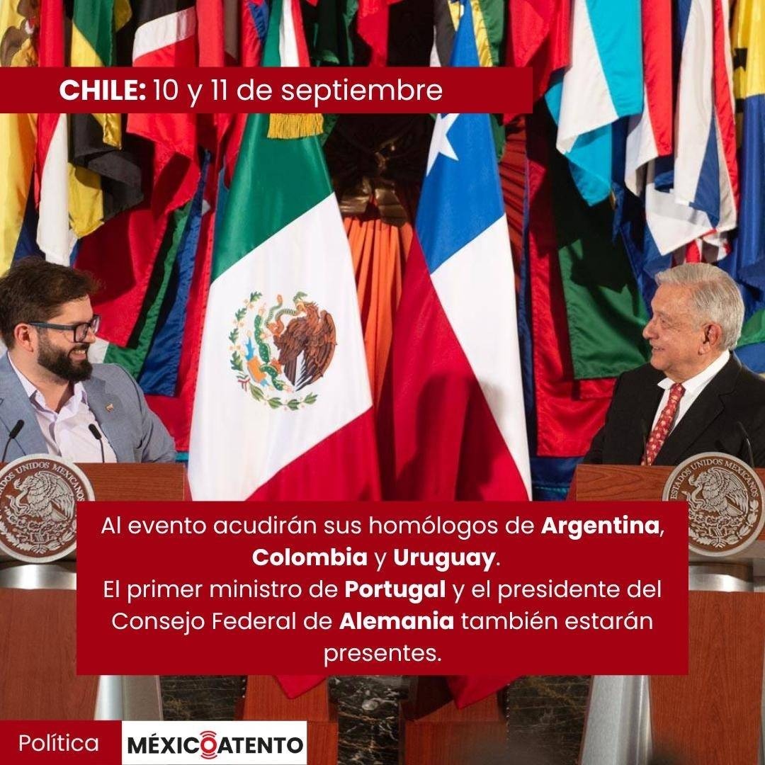 MexicoAtentomx's tweet photo. El próximo jueves el presidente iniciará una visita de trabajo a #Colombia y #Chile, serán varios los eventos que tendrá en #Sudamérica.

#MexicoAtento #MexicoAtentoMx #Noticias #Colombia #Chile #AMLO https://t.co/BXEH5SNW88