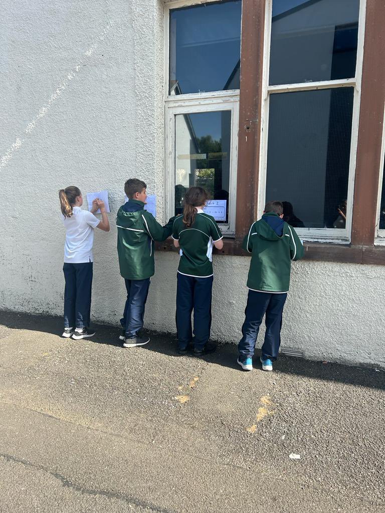 stcoluMaths's tweet photo. Mrs Munro’s SI class made the most of the beautiful weather today by completing their ‘collecting like terms’ treasure hunt in the sun ☀️ 

Congratulations to Lexi and Harry who were first to complete! 

#ThisIsStColumbas #beyourbest #outdoorlearning #mathsisfun https://t.co/vC5ZdS83Y7