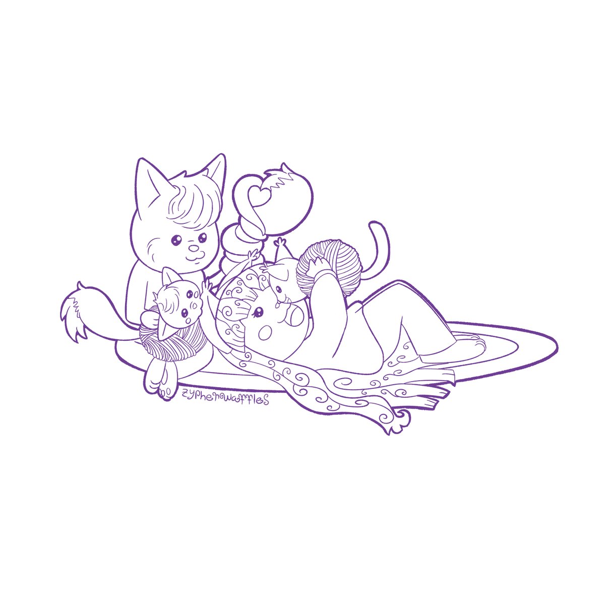 Drew a cute family drawing for <a href="/CatersHime/">CatersHime</a> This was fun and come out really adorable!