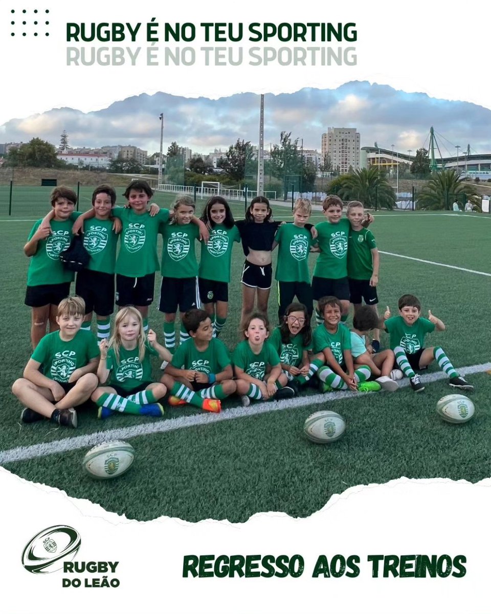 RugbydoLeao's tweet photo. JOGA RUGBY NO (teu) SPORTING!!!
Hoje as nossas Escolinhas regressaram aos treinos e já estão prontos para receberem e fazerem novos amigos!!!
Junta-te aos nossos Leões e vem jogar Rugby no Sporting!!!
#Sporting #SCP #RugbySCP #SCPRugby #SportingModalidades #DiadeSporting https://t.co/LIuXGEz3uT