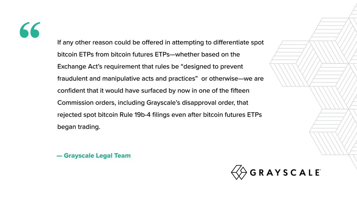 Grayscale's tweet photo. Today, our legal team and counsel at Davis Polk &amp; Wardwell and Munger Tolles &amp; Olsen delivered a letter to the SEC with important information to consider as it decides on next steps for $GBTC. (1/3) https://t.co/OHGlyvjcAm