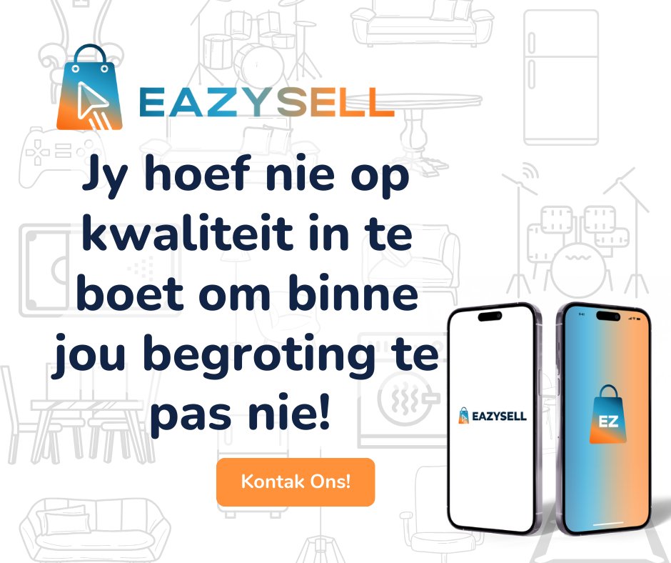 EazySell_'s tweet image. Kry die beste sonder om jou begroting te oorskry.  ✨By EazySell gaan gehalte nooit verlore nie! Net by EazySell kry jy tweedehandse items met aanpasbare betlings opsies. 🚀 Volg ons Facebook Groep vir al die produkte wat jy kan koop:
facebook.com/groups/eazysel…
#EazySell #kwaliteit