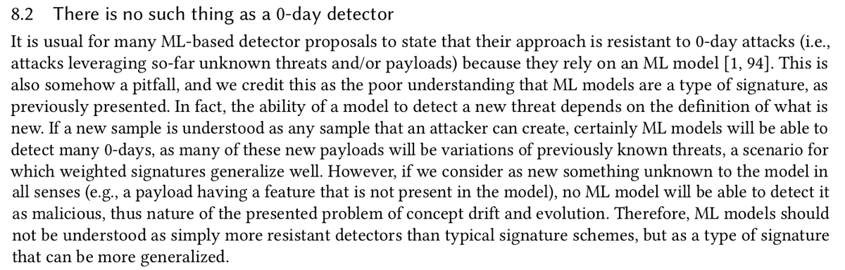 MarcusBotacin's tweet photo. 0-day detectors do not exist, at least not as an absolute definition. Once again, it is all about generalization limits. I prefer to talk about generalization measurements rather than 0-day detection capabilities. https://t.co/UYpp4qLAT7