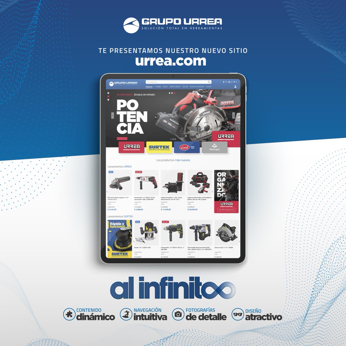 URREATOOLS's tweet photo. 💫🚀 Con Grupo Urrea llega hasta al infinito. Nos renovamos para ti y por eso tienes que descubrir una nueva manera de navegar en nuestro sitio web: https://t.co/SRFUUgbegb  💫🚀
¡Conócelo! https://t.co/XjsTg5BUGa