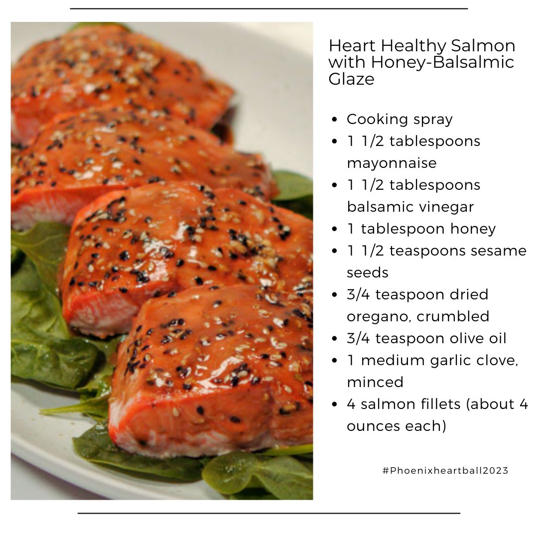 PhxHeartBall's tweet photo. A heart healthy diet can be quite delicious! Today we share a recommended recipe from the @American_Heart. #hearthealth https://t.co/I7sVQhLGUE