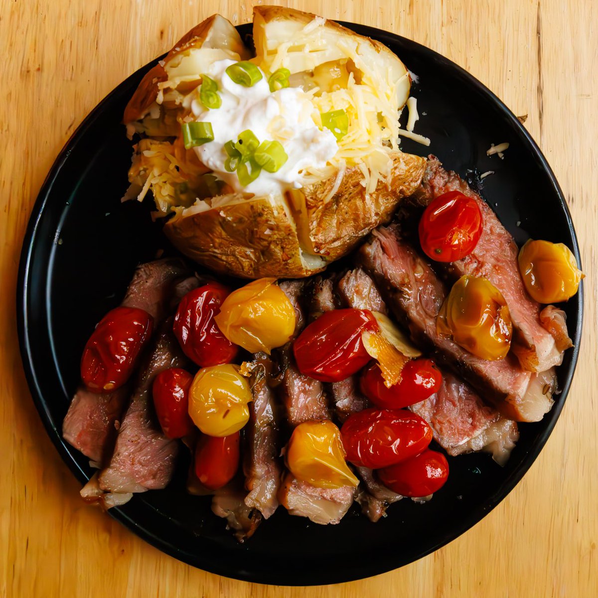 GentlemanatHome's tweet photo. We follow one rule to living a happy, healthy, joyous existence: during #tomato season, eat them with everything. This tomato confit poured over medium-rare #steak filled our bellies and our hearts. https://t.co/jXcaoUFsvA