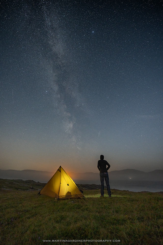 Wild camping last night in West #Donegal. Between the sea mist and an early moon rise I didn't expect to photograph the #milkyway. Makes me excited to start photographing the night sky again