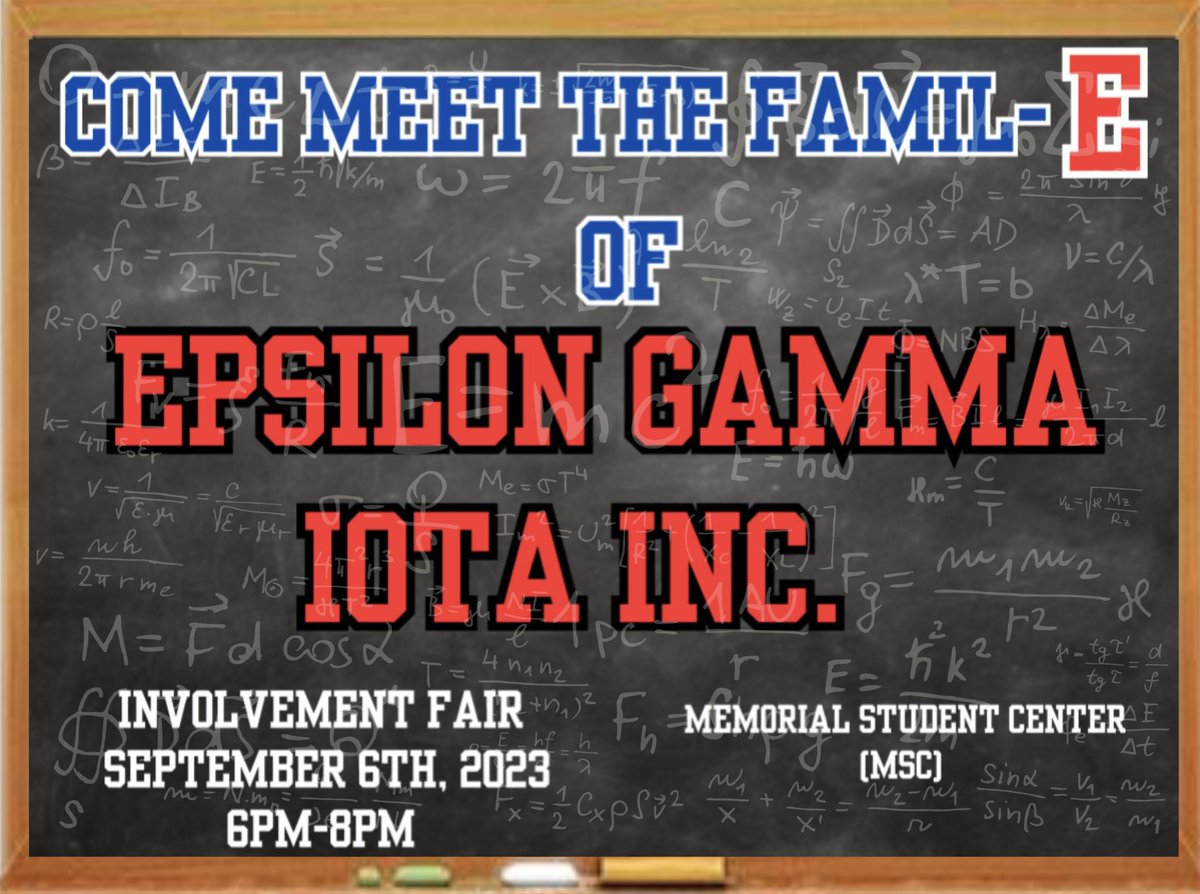 Want to learn more about Epsilon? 

Come find our table at the involvement fair and meet the familE 💙❤️

Wednesday September 6th 6-8pm at the MSC 

#pvamu