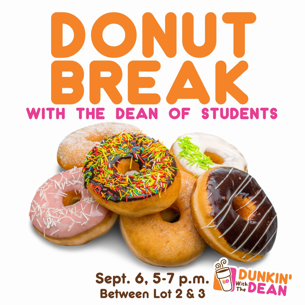 🍩🍩DONUT miss the opportunity to get free donuts tomorrow at Dunkin’ with the Dean from 5- 7 p.m.! 🍩🍩 #TAMUSA  #StudentSuccess #Engagement #Jaguars #DonutBreak