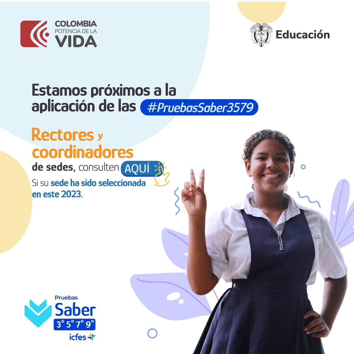 Mineducacion's tweet photo. Del 18 al 20 de septiembre, a través del @ICFEScol estaremos aplicando las Pruebas Saber 3°, 5°, 7°y 9°.

Rectores y coordinadores de sede: si tienen dudas si su sede ha sido seleccionada consulten aquí👉https://t.co/AgQfIWGv4H https://t.co/3W7SoNoqA4