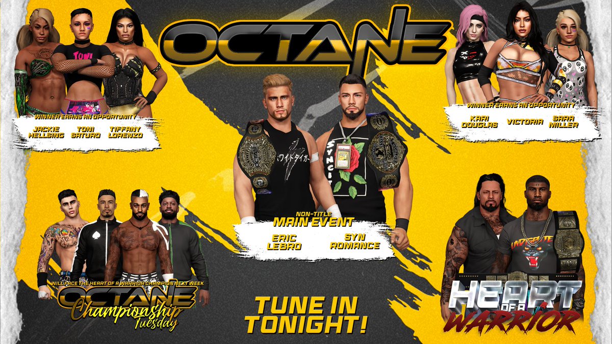 Tonight is the last stop before Championship Tuesday and this show is STACKED!!!

Massive matches, new faces, big opportunities and a BIG ANNOUNCEMENT! Make sure to tune in tonight!

#FastActionHighOctane