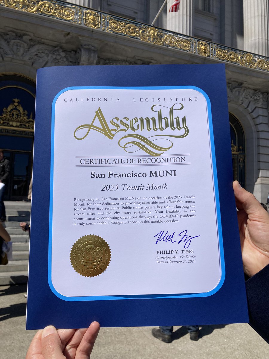 SFMTA_Muni's tweet image. Happy #TransitMonth San Francisco! Today the SFMTA joined elected officials and @SFTRU to highlight the importance of transit (1/6)