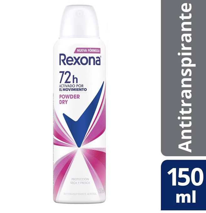 Desodorante Antitranspirante Aerosol Feminino Rexona Powder Dry 72 horas 150ml (A embalagem pode variar)