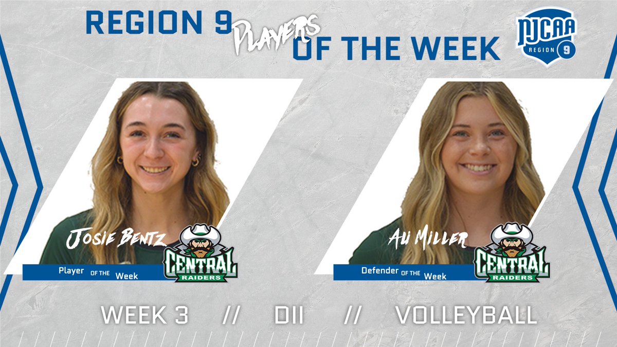 Region 9 Volleyball announced the Division II Players of the Week  –  congratulations to  Player of the Week Josie Bentz from
<a href="/CCCRaidervb/">Central Raider VB</a>
and Defender of the Week Ali Miller from
<a href="/CCCRaidervb/">Central Raider VB</a>
- read more at region9athletics.com/sports/wvball/…
