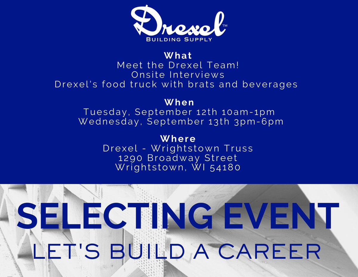 TravisCoenen's tweet photo. @wrightstownwi Build a career with Drexel! https://t.co/gCIt2gm8WD