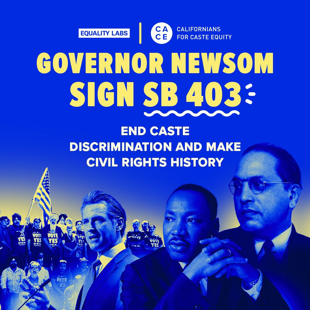 TSpokeAmbedkar's tweet photo. Dear Gov. @gavinnewsom, please #signSB403 and let us make history together and lead the nation in caste equity #yesonsb403 https://t.co/9K4gl85Joa