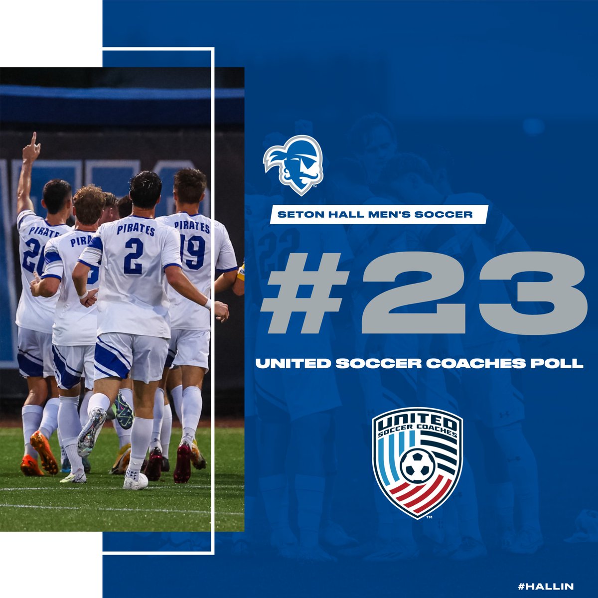 SHUMSOC's tweet photo. 2⃣3⃣‼️

We're back inside the @UnitedCoaches Top 25 for the first time since 2021!

#HALLin🔵⚪️ https://t.co/LQerdSAQFB