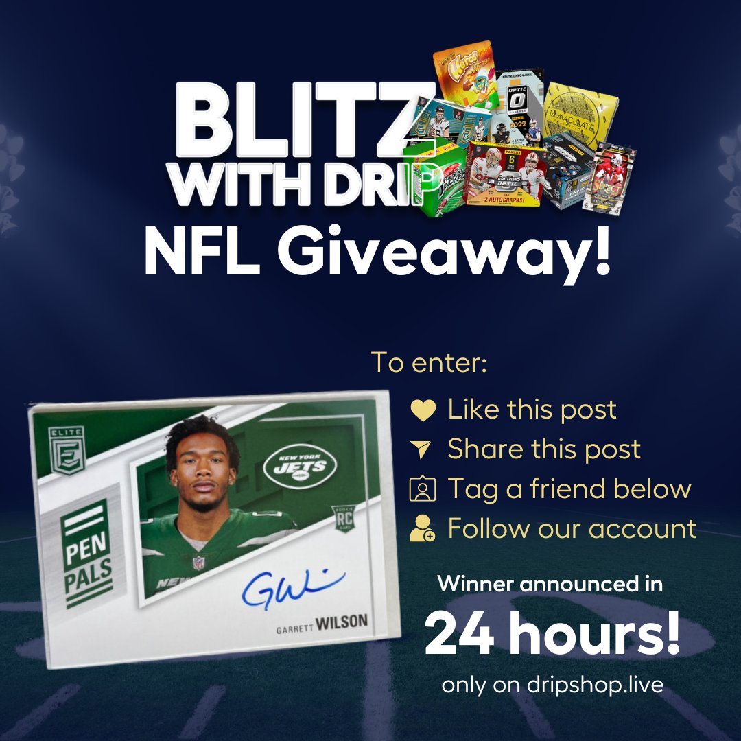 DripSport's tweet photo. 🏈❗ NFL Blitz With Drip Giveaway 🏈❗

To celebrate the incoming 2023 NFL season, as well as our Blitz With Drip event taking place this weekend we're giving away this rookie auto to one lucky collector❗💧

To Enter: Simply Like &amp; Share, Tag a friend, and FOLLOW @DripSport #NFL https://t.co/AUE3CbfBN5