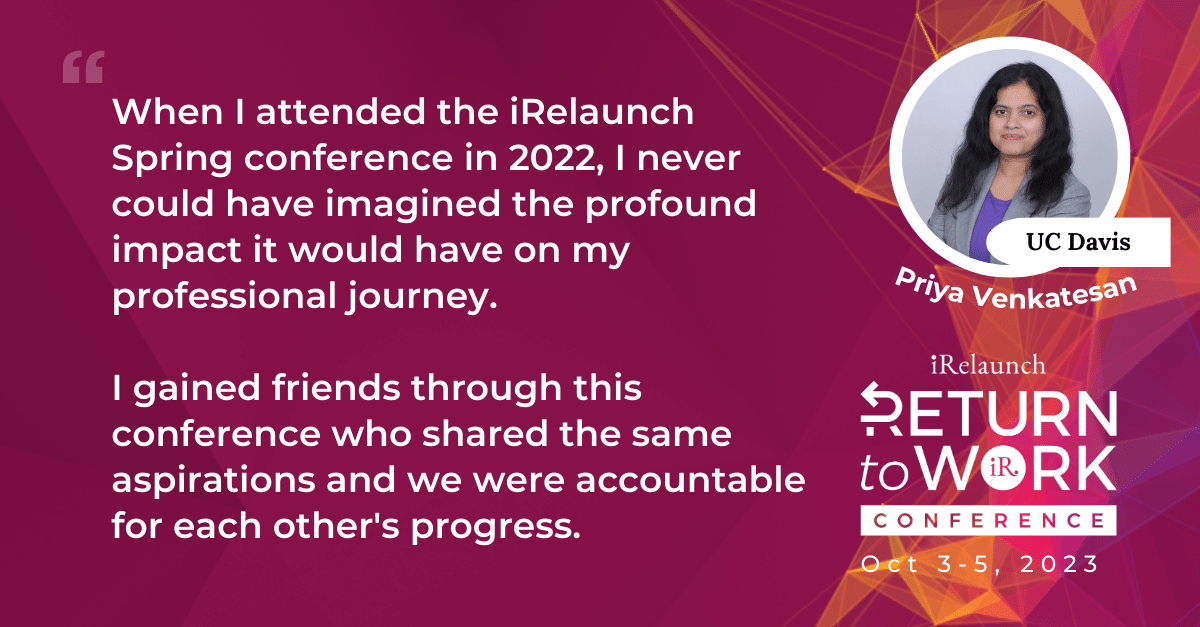 iRelaunch's tweet photo. 🎯 🌄 All of us know someone who wants to #relaunch their career! Support us in #normalizing career breaks. The Fall Return to Work conference registration is now open!- https://t.co/HSL0OTqush

#careerbreaks #testimonials #returntoworkconference2023 #irelaunch #irelaunched https://t.co/HAmfyBgIK4