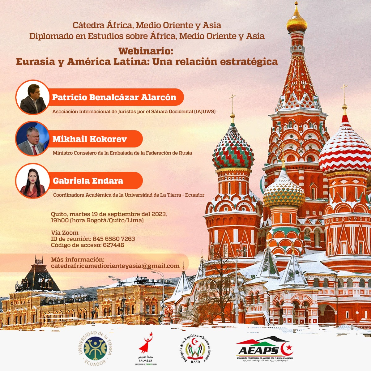 RASDEcuador's tweet photo. Tercer Webinario “Eurasia y América Latina: Una relación estratégica”, con Mikhail Kokorev, ministro consejero de la Embajada de la Federación de Rusia 🇷🇺. Organizan Universidad de La Tierra 🌎🇪🇨, Universidad de Tifariti 🇪🇭 y #AEAPS 🇪🇨 . Quito, 19/09/2023, 19h00.
@saharawistoday https://t.co/3FkGmIA0tz