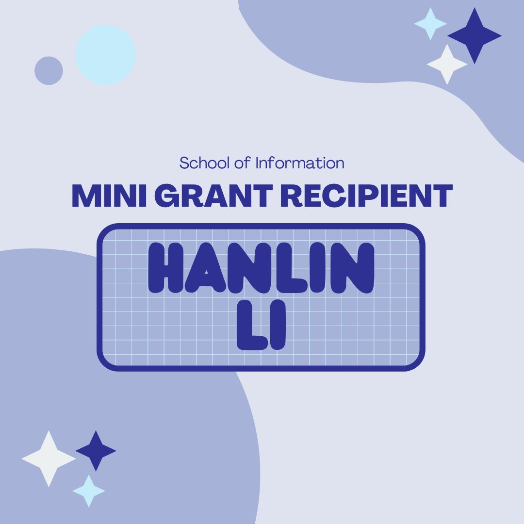 Congrats to our most recent mini grant recipient, Hanlin Li!