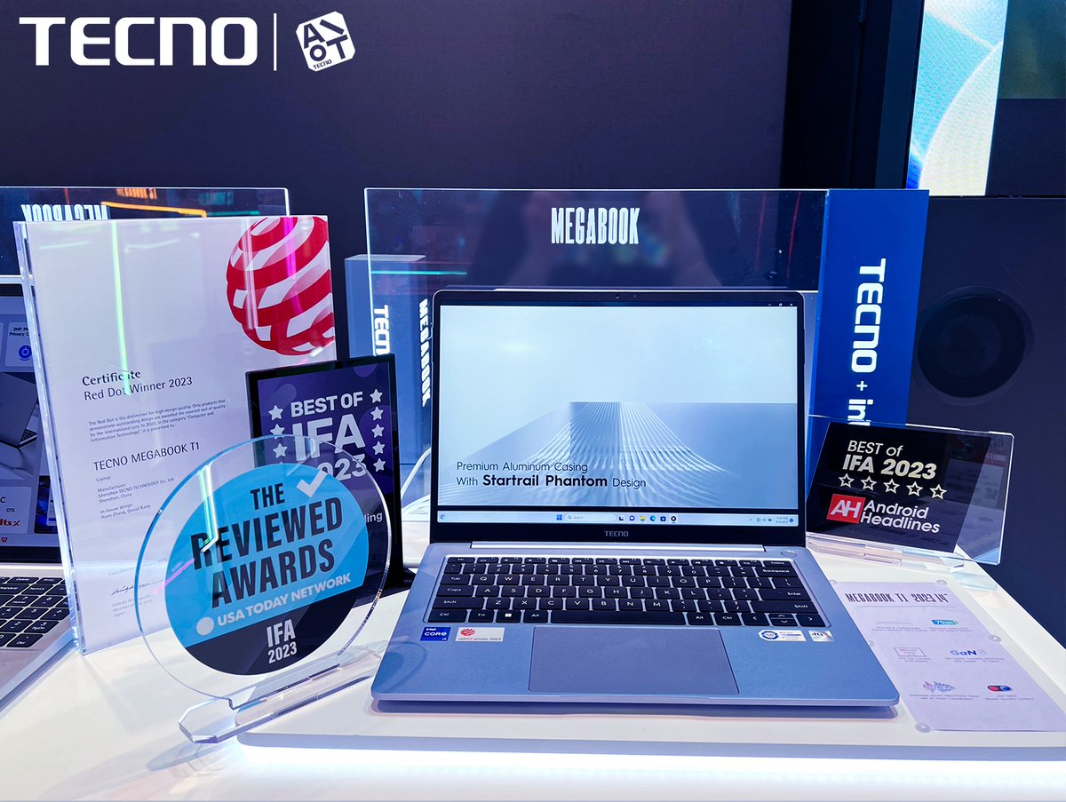 tecnomobile's tweet photo. #BESTOFIFA Awards 🏆🏆
Congrats to our products of #TECNO & #TECNOAIoT!
#MEGABOOKT1202314inch #PHANTOMVFold #TRUE1 have been approved by media. ✨✨✨
#TECNODazzlingYouth #TECNOXIFA2023 #IFA2023 https://t.co/pejW3nuPhT