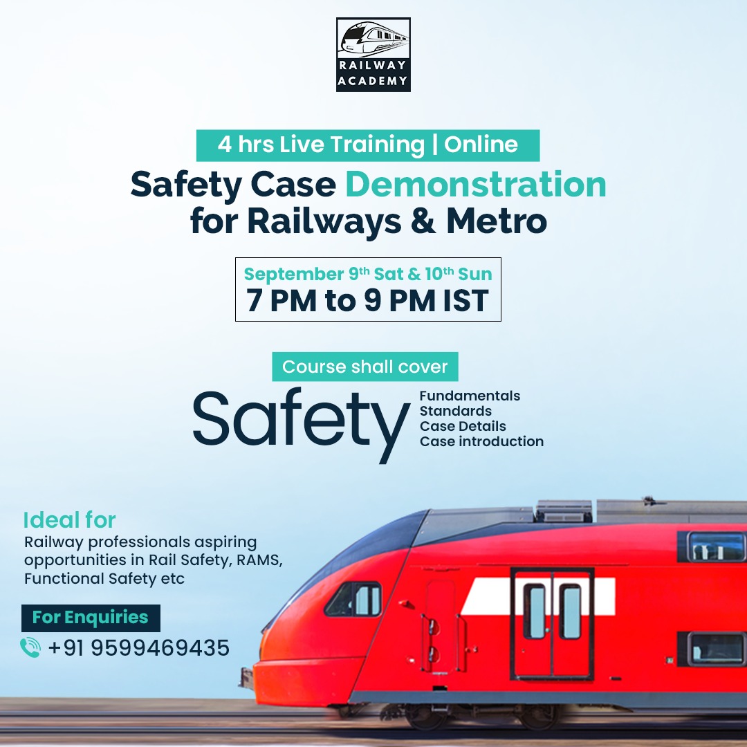 The Railway Academy is running a course on SAFETY CASE DEMONSTRATION FOR RAILWAY PROJECTS this weekend on the 9th &amp; 10th September. Visit railwayacademy.org/course/4-hours… for more details and use discount code rp10 for a 10% discount.