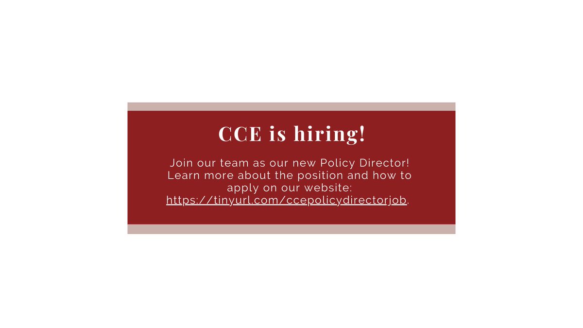 CCE_for_DC's tweet photo. CCE is #hiring a Policy Director! Want to leverage your knowledge of D.C.’s legal systems to lead strategic, equitable, &amp; community-centered research &amp; advocacy work? Are you an experienced manager with a great sense of humor? If so, join our amazing team: https://t.co/XH1nZG7UFq https://t.co/bh8dWy6bhR