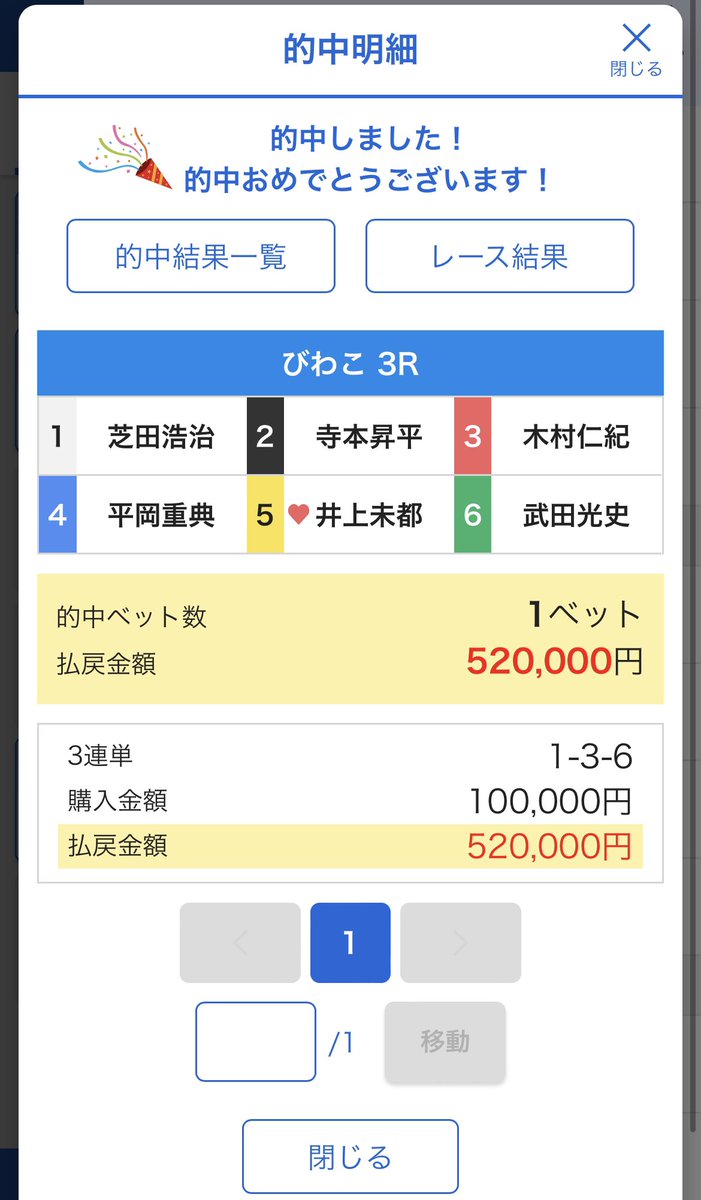 boat_momo_s2's tweet image. 1点10万賭け成功😊
イイね多かったら
みなさんに還元するので
『イイね』で反応ください🥺
#ボレジョ
#びわこ
#予想屋