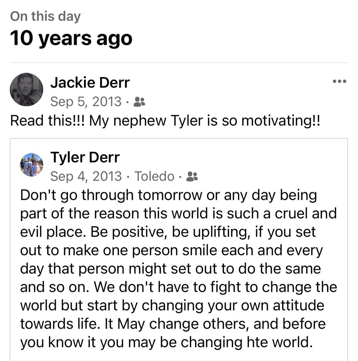 My nephew Tyler posted this a couple years after losing his vision due to LHON. Tens year later and this is still very true!!