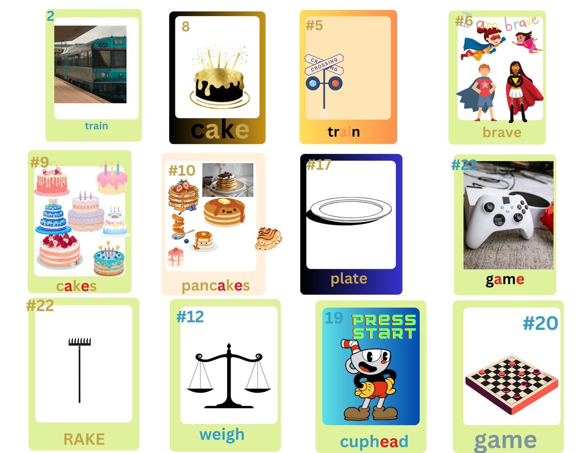 Today's Phonics lesson was the long /a/ sound! Impressed by how quickly my Phamily picked up Canva and used it to make these sound spelling cards!🥳🤯 @FalconsAvalon @VVUSD_EL