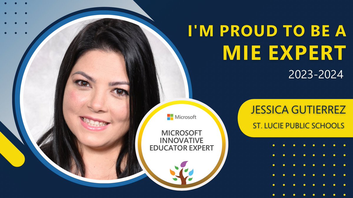 This year will be extraordinary! Super excited and honored to be selected as an MIE Expert for 2023-2024! 🎉🎉#MicrosoftEDU #MIEExpert <a href="/MicrosoftEDU/">Microsoft Education</a> <a href="/SLPS_Curriculum/">St. Lucie Curriculum</a>