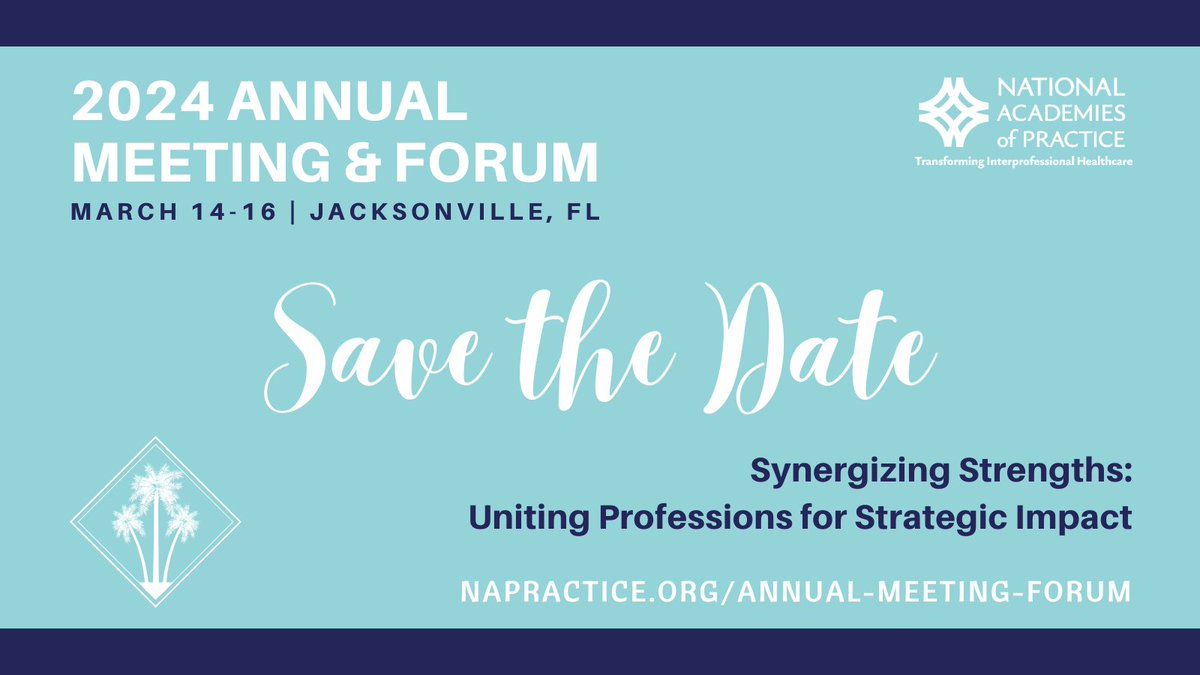 NAPractice's tweet photo. Save the Date for the #NAPForum2024 in March! The annual event will focus on "Synergizing Strengths: Uniting Professions for Strategic Impact." Learn more at https://t.co/ZtslgTkcTc

#NAPractice #NAP #Interprofessional #Healthcare #Wellbeing #Health #IPP #IPCP #IPE https://t.co/2sSX6SnW9L