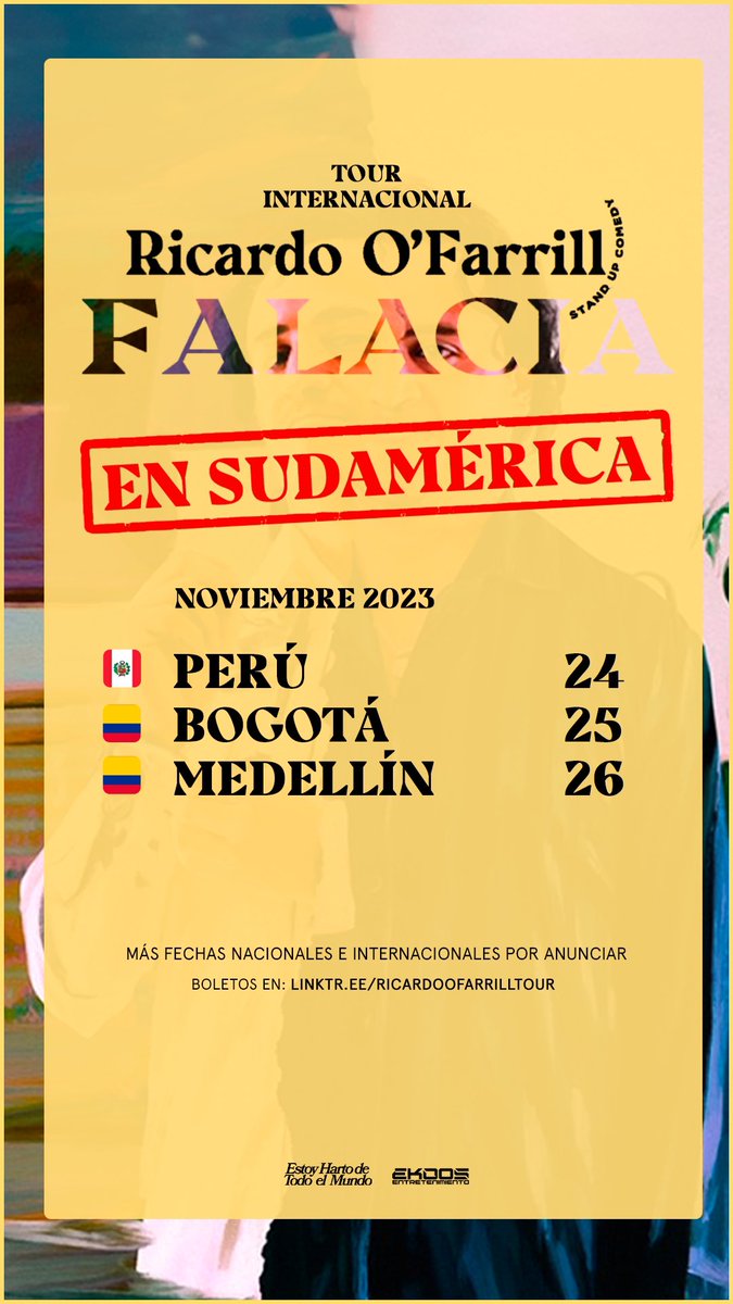 Tenemos algunas fechas en Sudamérica, compren sus boletos: linktr.ee/ricardoofarril…