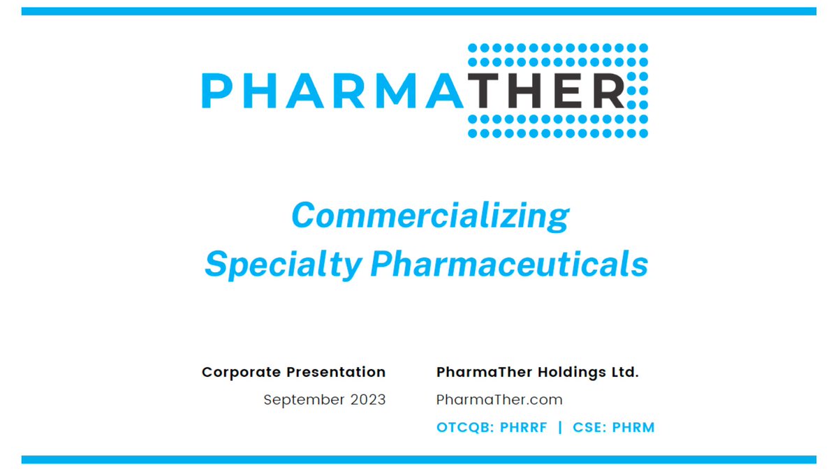 September 2023 Corporate Presentation Click here: pharmather.com/uploads/1/2/5/… #Ketamine #psychedelics #cepharanthine $PHRRF $PHRM $PHRM.C