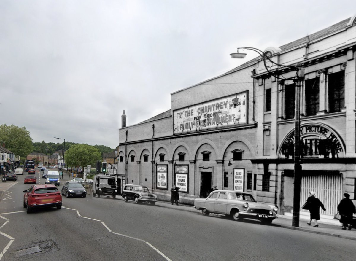 Chantrey Picture House Woodseats. Past and present image blended together.
