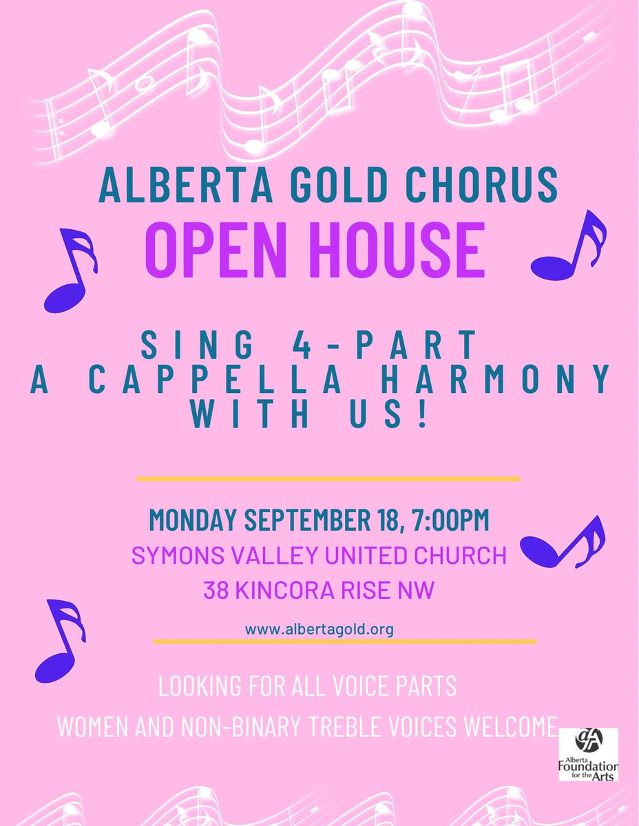 ABGoldChorus's tweet photo. We are looking for singers! Bring a friend! #yyc #yycmusic #yycchoir #sing #yycsing #joinus https://t.co/hmikHMvP1u
