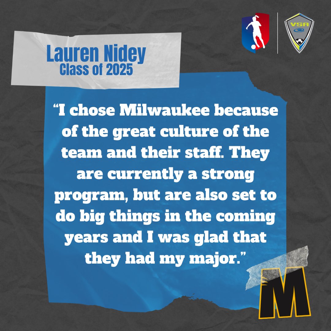 Congratulations to Lauren Nidey (VSA Rush 2007 GA) on her commitment to the UW Milwaukee!
 
We're excited to see all that Lauren continues to accomplish at VSA Rush this season &amp; can't wait to cheer her on at the collegiate level!! #VSARush