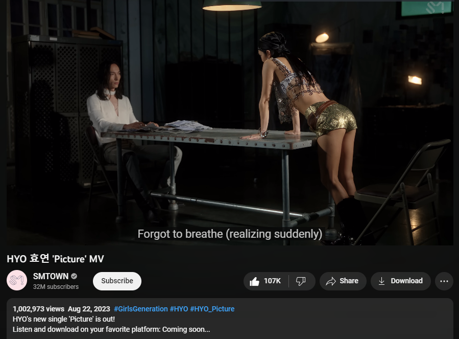 HYObsession922's tweet photo. [INFO] Picture📸Official Music Video hits 1 Million views on youtube!🥳

Thank you to every fan who's supporting Hyoyeon and her new single, we hope you can still be with us and stream. 🥰

#STREAMPICTURE ▶️https://t.co/ImfYTPdTBY 

#HYO_PICTURE #PICTUREWITHHYO #HYO #효연 https://t.co/Kxay0xFbTs