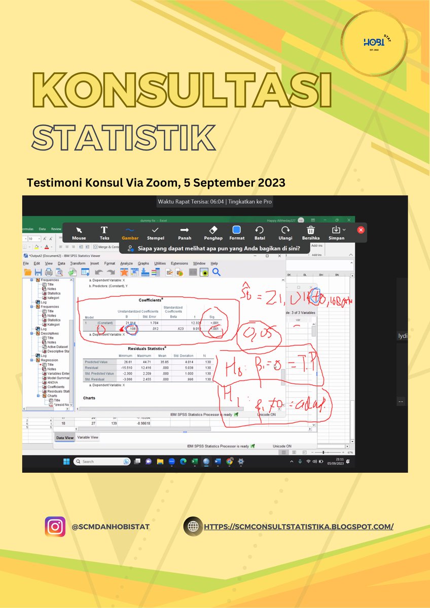 KonsulTugasPlus's tweet photo. Testimoni konsultasi statistik materi analisis regresi dan analisis korelasi pearson
#jasaolahdata #zonaba #zonauang #zonajajan https://t.co/t5dbUAVYFg