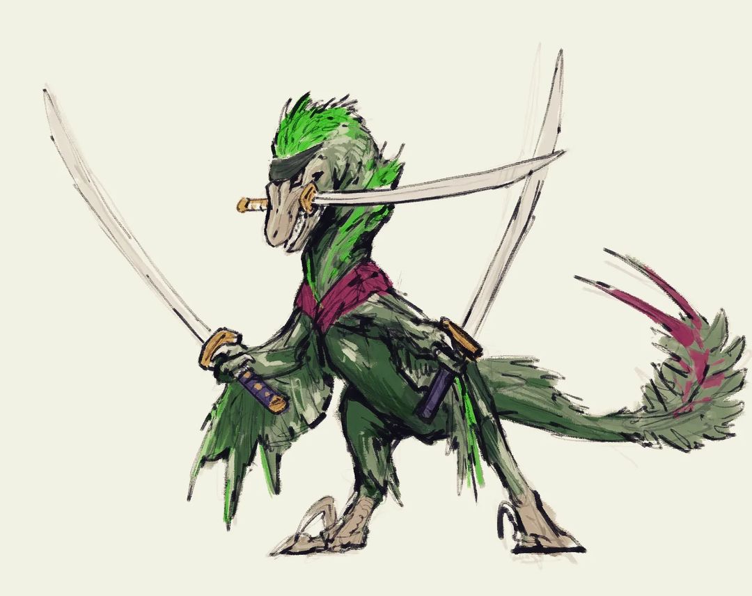 webvein's tweet photo. So many cool dino with sword animations, yet not a single three sword style practitioner among them. https://t.co/0jRL7in7JV