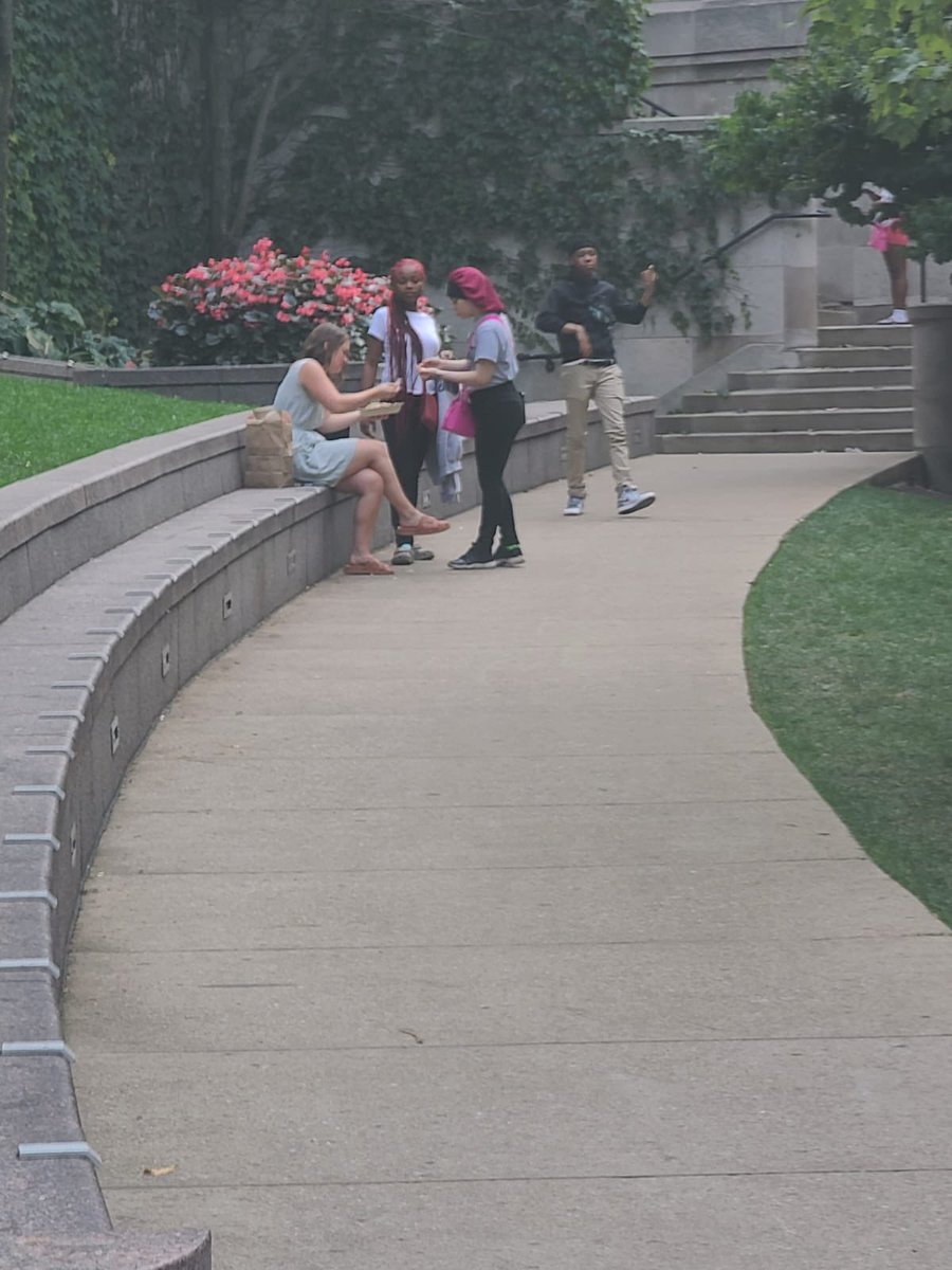 ArabChicago's tweet photo. “This group of thugs are harassing everyone on the river walk!! 
they asked the white girl to give away her food and she was so scared they made her put food in their hands Then they threw it” @ChicagosMayor can you do anything about this? https://t.co/ucmJgzU6pR