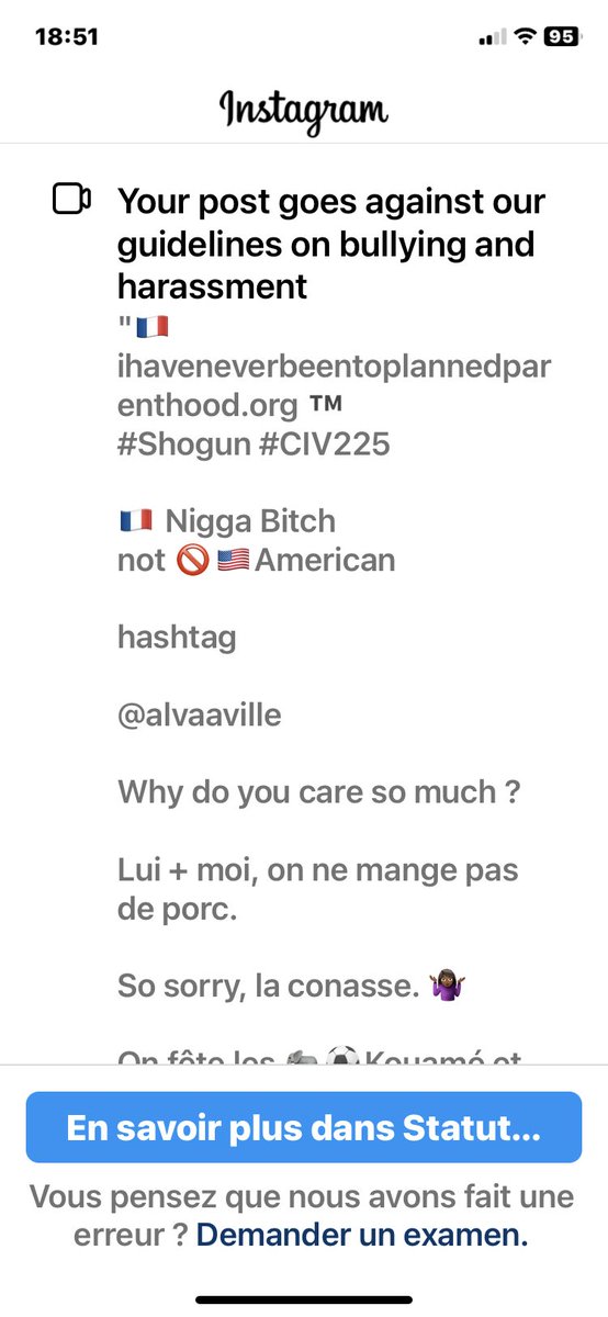 supernana's tweet image. 🇫🇷 idonothavefibroids.org ™️ #niggabitch #notAmerican #ViveleCac40 

🇺🇸 @instagram took down 🇫🇷 my post abt 🇫🇷 my pov condemning 🇺🇸Planned Parenthood as a 🇫🇷 non user. 

🇺🇸It claims an unidentified person is offended by 🇫🇷my use of 🇫🇷 mes droits moraux ⬆️ saying so.

La honte.